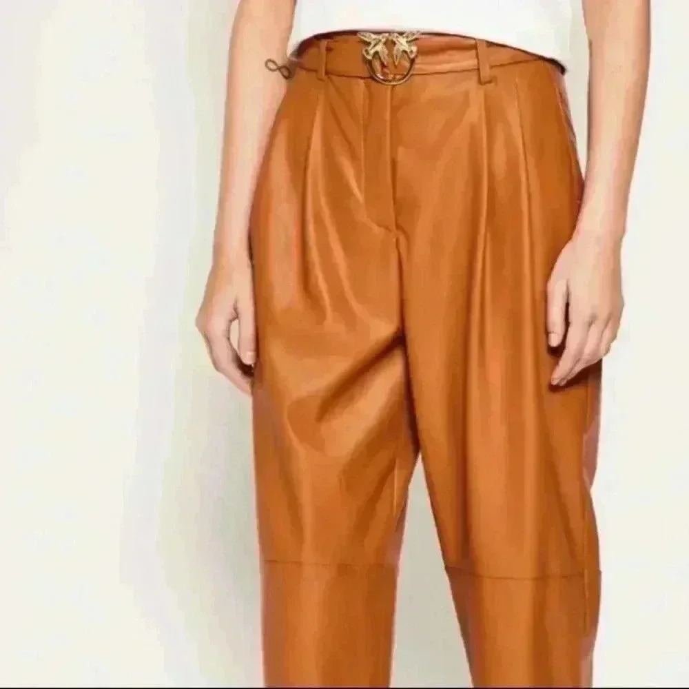 - PINKO BROWN POLYURETHANE JEANS PANT size 10